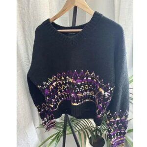Scotch & Soda Fair Isle Knit Sweater Large V-Neck Wool-Blend Patterned Pullover